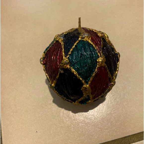 Vintage Decorative Gold Rope Ball Candle Christmas red green blue 3.5x3.5 - Picture 6 of 6